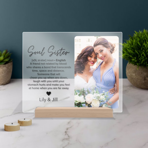 Personalized Soul Sister Acrylic Plaque, Custom Photo Gift