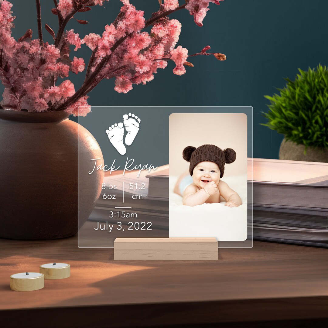 Custom Newborn Acrylic Plaque: Personalized Baby Birth Stats, Nursery ...
