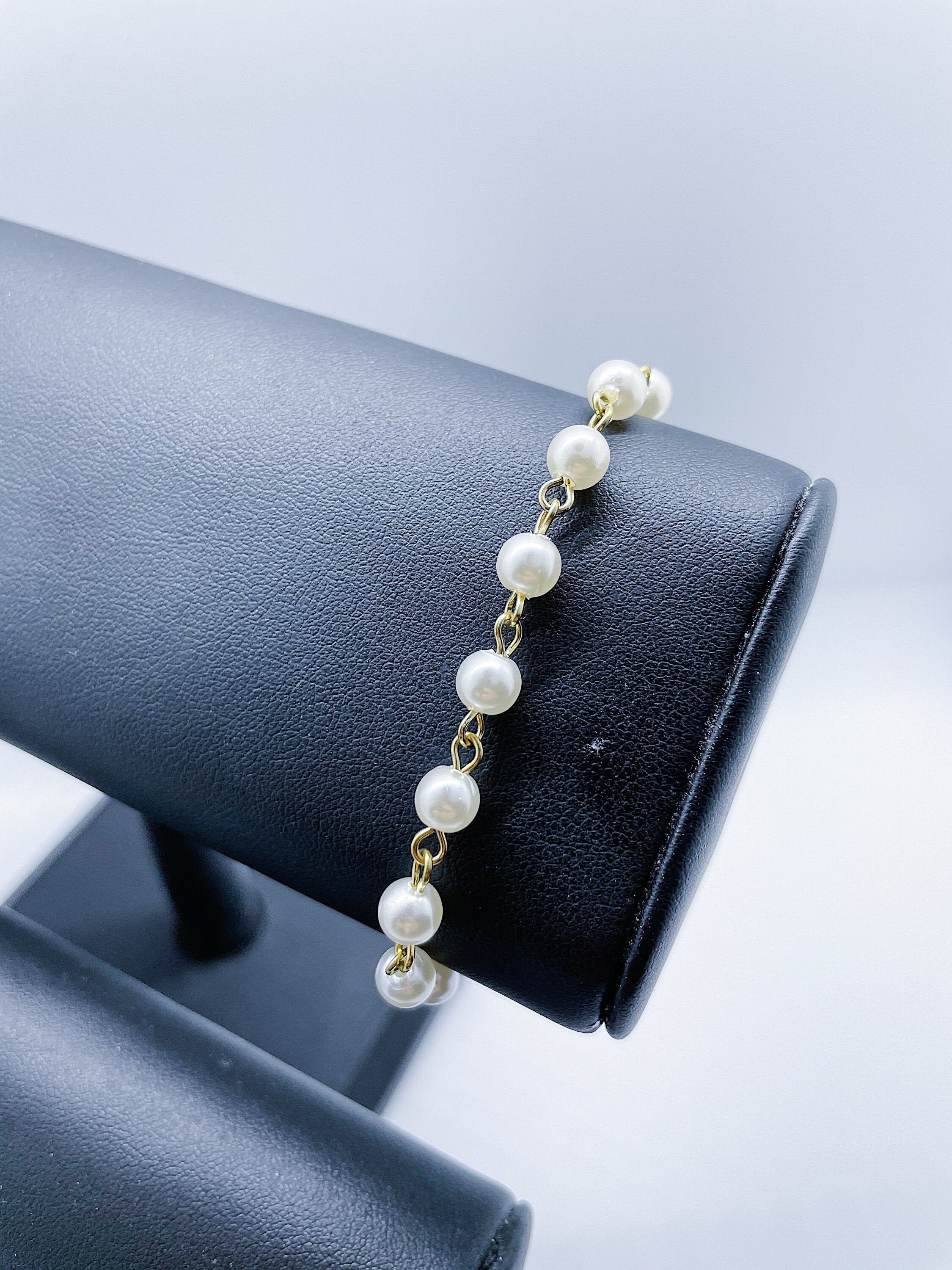 Pearl Bracelet with Gold Chain/Adjustable Etsy