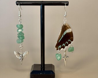 Green Gemstone Butterfly Earrings