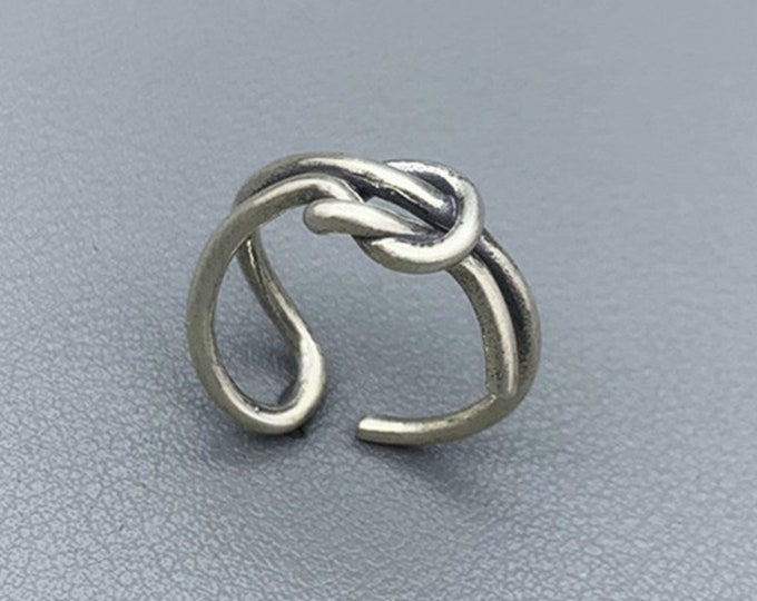 Knot Ring Simple Ring 925 Sterling Silver Two-headed Snake Ring for Men and Women Size Adjustable Ring Silver Boho Ring Gothic Ring