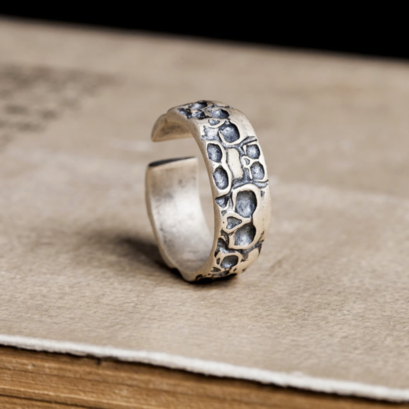 Handmade 925 Sterling Silver Punk Ring Gothic Ring Adjustable Etsy