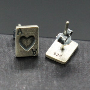 Poker Studs Gothic Studs Punk Studs 925 Sterling Silver Punk Earrings Gothic Earrings Antique Finish Silver Poker Earrings Gift for Her