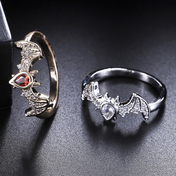 Punk Bat Ring, Zircon Bat Ring, Halloween Jewelry, Punk Ring, Gothic Ring, Halloween Ring, Boho Ring, Hippie Ring, Gift For Her, Copper Ring