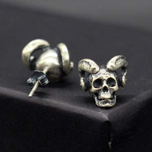 925 Sterling Silver Punk Earrings Gothic Earrings Antique Finish Silver The Devil Satan Earrings Gift for Her Quirky Earring Odd Earrings