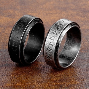Meditation Spinner Viking Ring, Fidget Anxiety Ring, Viking Anti Stress Jewelry, Celtic Gift for Men, Punk Ring Viking Jewelry Gift for Him