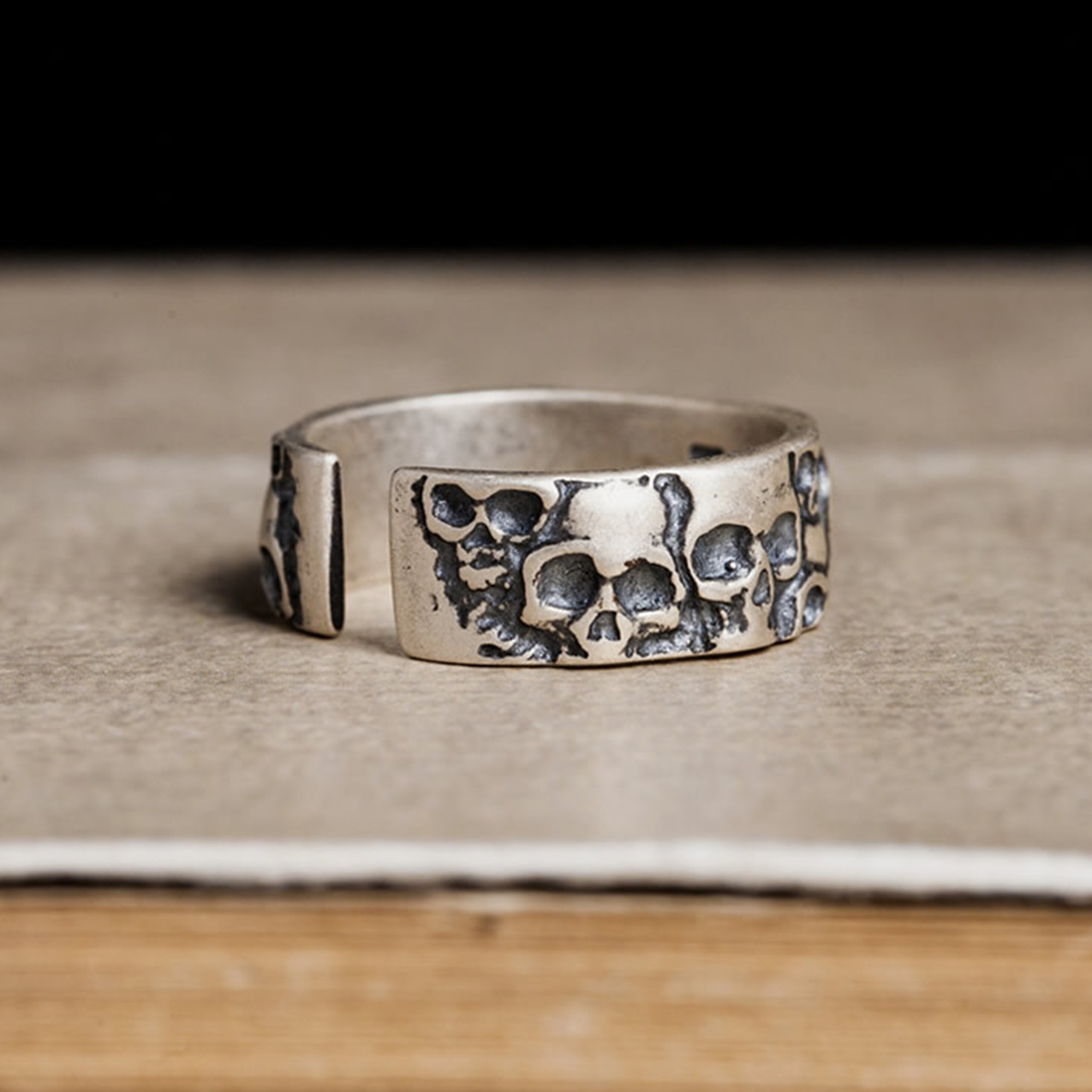 Handmade 925 Sterling Silver Punk Ring Gothic Ring Adjustable Etsy