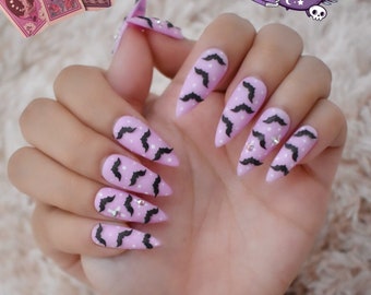 Matte Pink Purple Press On Nails | Kawaii Nails | Cute Nails | Princess Nails | Fake Nails | Stiletto Nails | Coffin Nails | Swarovski Nails