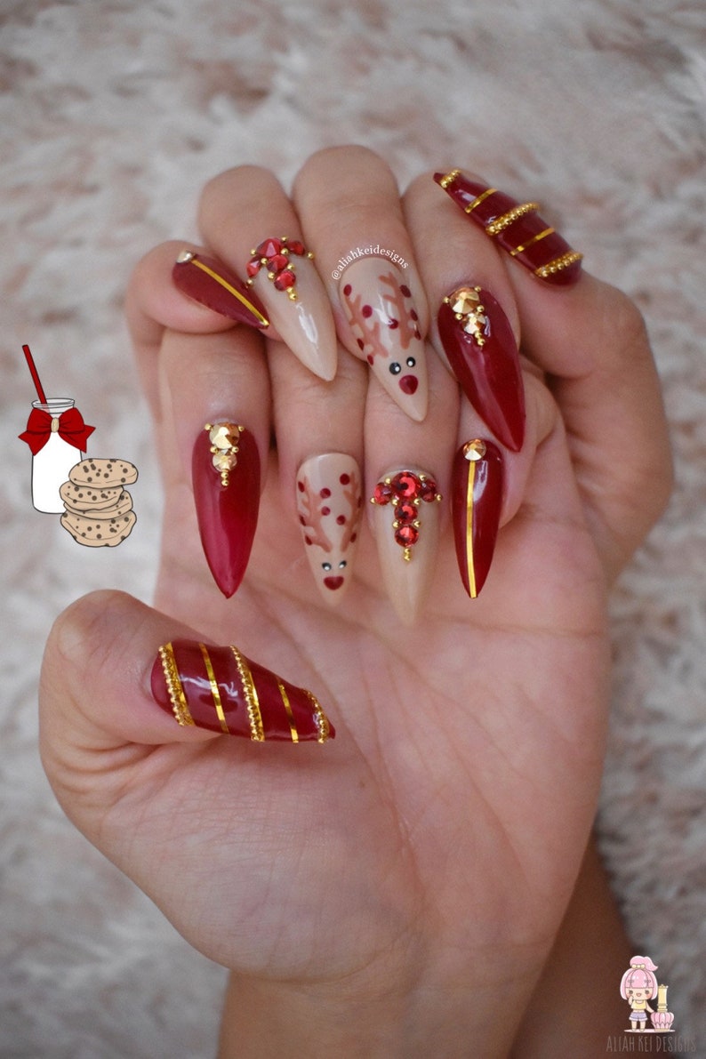 Christmas Press on Nails Kawaii Nails Cute Nails - Etsy