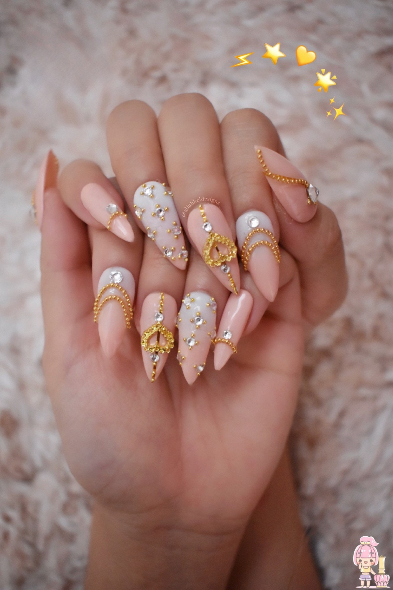 The Blonde Set Nude Press on Nails Simple Design Nails Stones Nails Nude  Bling Nails Perfect Nude Nails 