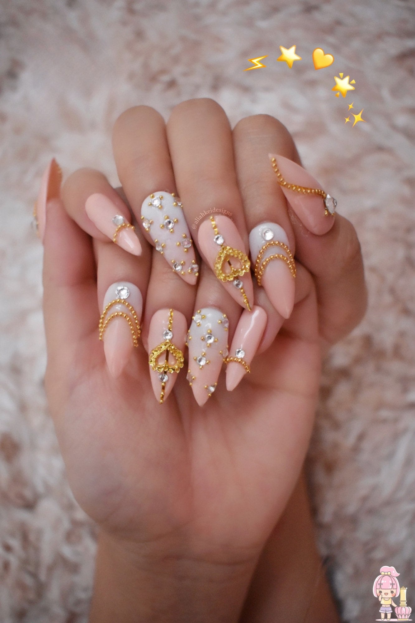 Crystal Nails USA - Beige nude nails with Swarovski crystals are