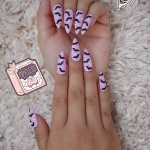 Matte Pink Purple Press On Nails Kawaii Nails Cute Nails Princess Nails Fake Nails Stiletto Nails Coffin Nails Swarovski Nails image 2