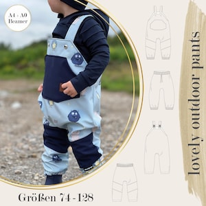 Sewing pattern lovely outdoor pants 74-128 BEAMER + A0 + A4 mud pants rain pants all-weather pants transition pants ski pants softshell pants sewing