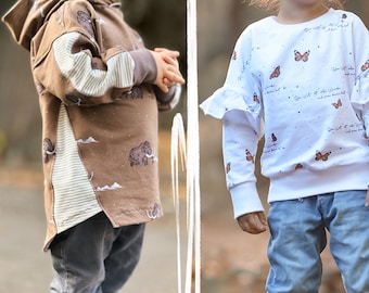 lovely oversized hoodie 50-164 Schnittmuster Kinder Sweater Hoodie Crop Tunika Pullunder Kapuzenpullover Pulli Kinderschnitt Nähanleitung