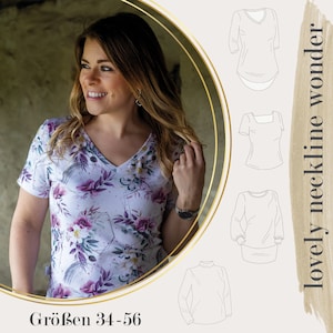 lovely neckline wonder 34-56 sewing pattern ebook shirt pullover T-shirt turtleneck roll neck sweater ladies pattern sewing instructions