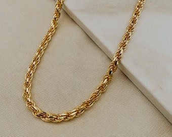 Cleo Rope Chain - 14K Vermeil 4mm Rope Chain, 14K Gold Plated Sterling Silver, Rope Chain Wholesale, Vermeil Chain, Rope Necklace