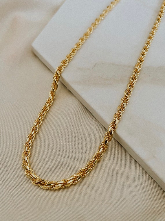 Cleo Rope Chain 14K Vermeil 4mm Rope Chain, 14K Gold Plated
