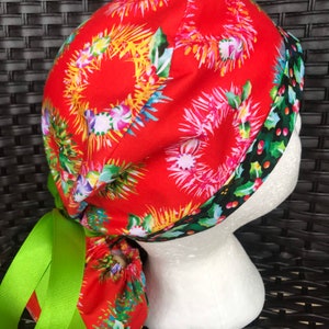 Christmas Ponytail Medical Surgical Scrub Hat USA made SELECT FABRIC ready to ship