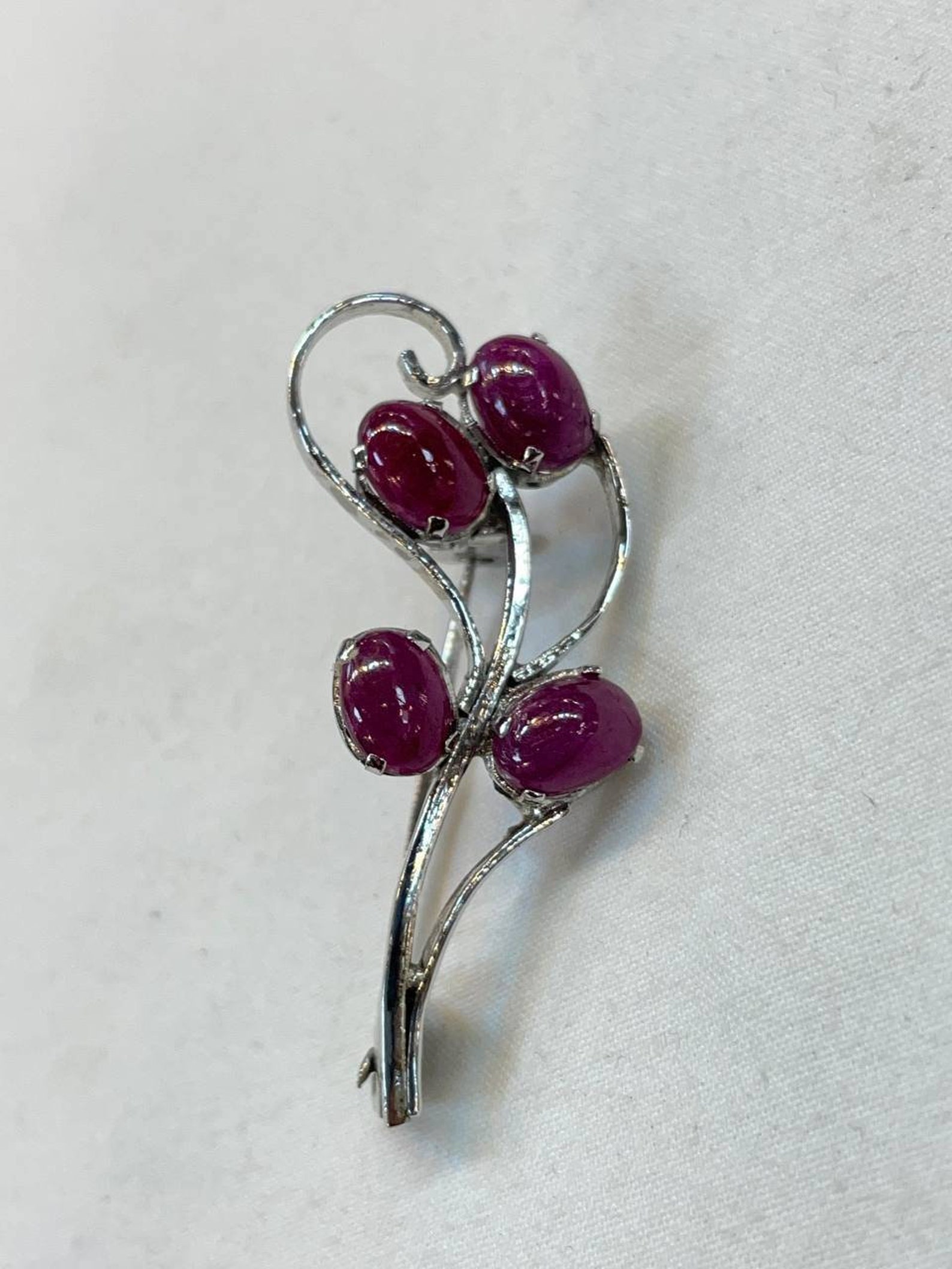 Ruby Stone Brooch Silver Ruby Gemstone Brooch, Oval Cabochon (38 MM) - Etsy