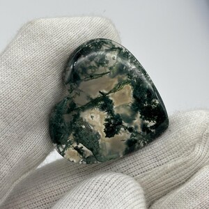 Heart Shaped Moss Agate Gemstone | Natural Green Moss Agate Crystal | Healing Stone for Jewelry Making or Collection