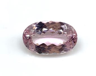 Natural Oval Kunzite Gemstone | Soft Pink Champagne Faceted Crystal for Jewelry