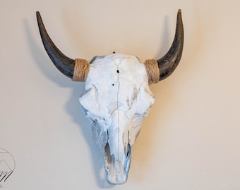Painted Bull Bison Skull Wall Mount | Montana Bison Skull | Lodge Decor