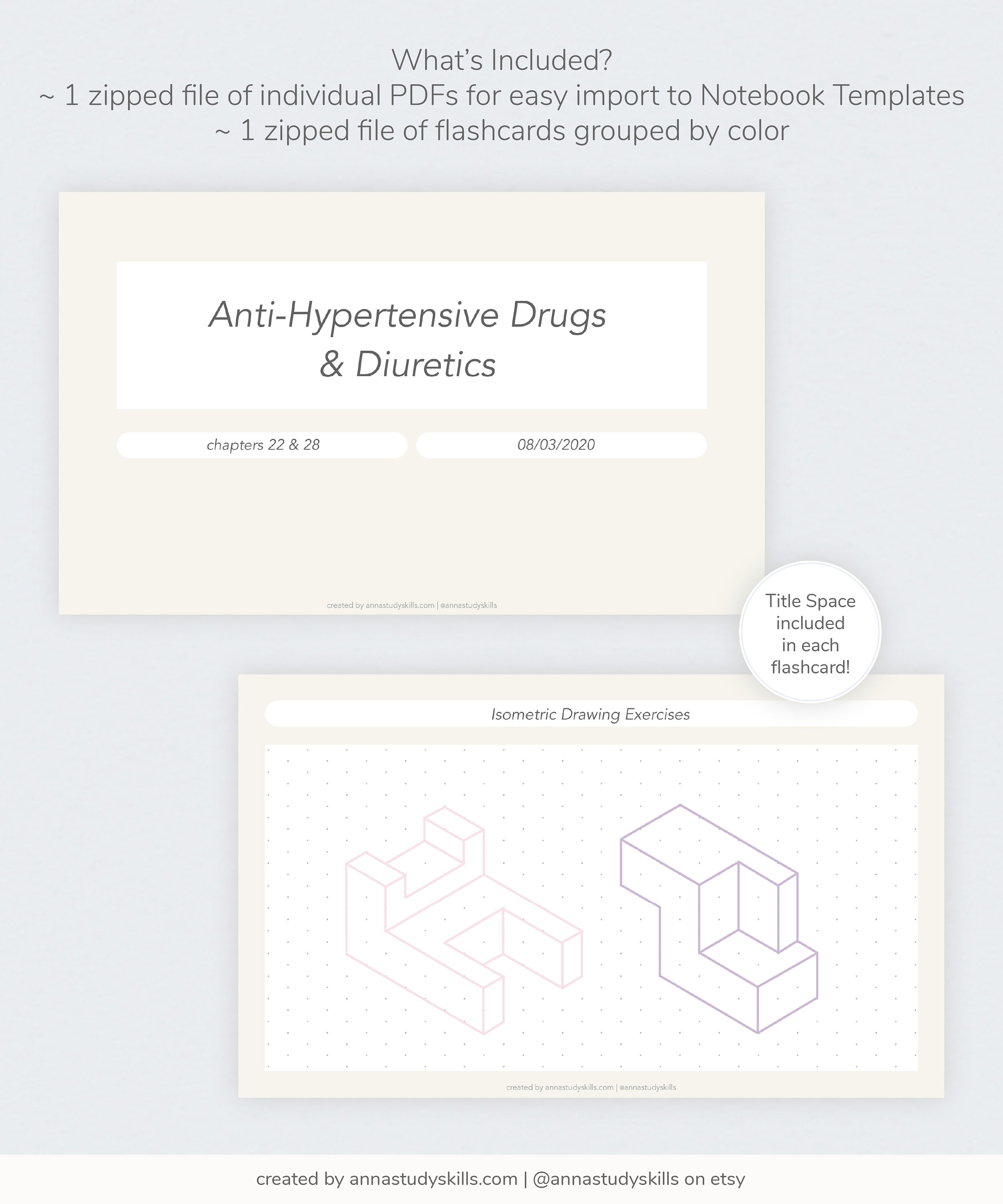 Digital Flashcards Dotted Lined Gridded Goodnotes Template Etsy