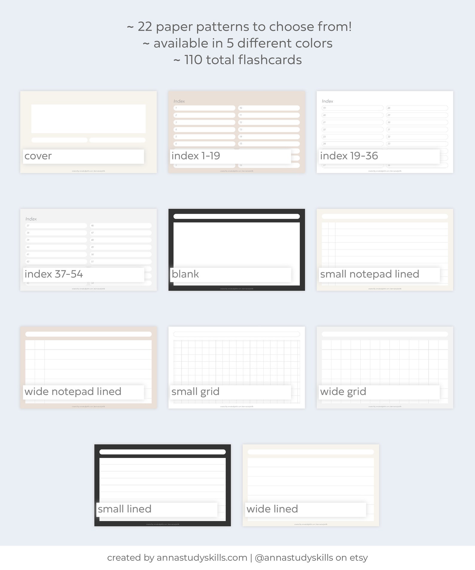 Neutral Digital Flashcards Dotted Lined Gridded Goodnotes Etsy