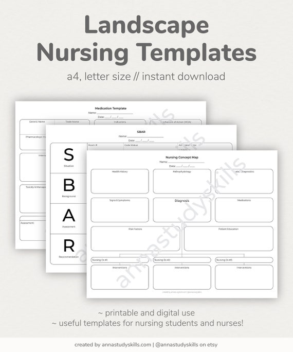 Landscape Nursing Templates SBAR Nursing Templates Nursing - Etsy