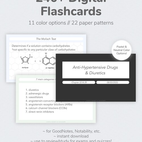 Digital Flashcards Dotted Lined Gridded Goodnotes Template Etsy