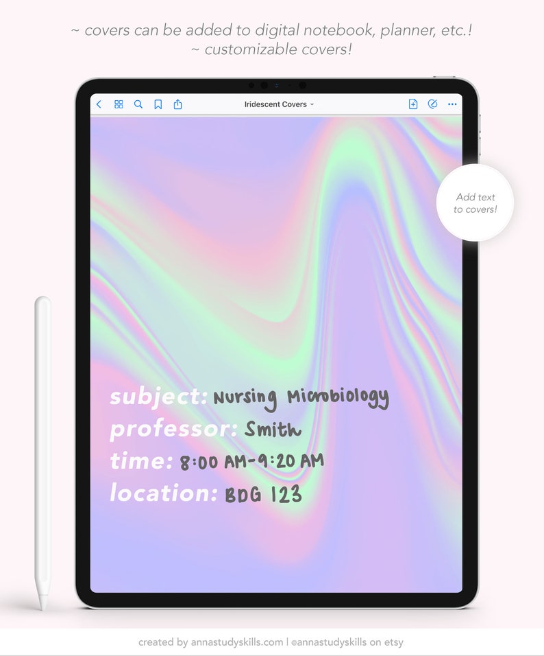 Iridescent Digital Notebook Covers Goodnotes Cover Goodnotes Etsy