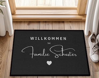 Felpudo familiar personalizado con borde de goma, 3 tamaños, antideslizante, lavable, felpudo con nombres, regalo de inauguración de casa, felpudo de boda