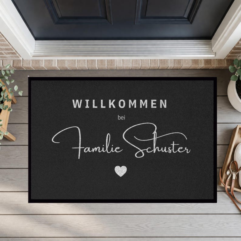 Personalized family doormat with rubber edging, 3 sizes, non-slip, washable, doormat with names, housewarming gift, wedding doormat image 2