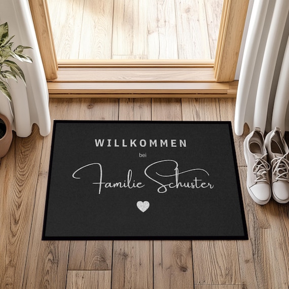 Fußmatte personalisiert Familie, mit Gummirand, 3 Größen, rutschfest, waschbar, Türmatte mit Namen, Geschenk Einzug, Fussmatte, Hochzeit