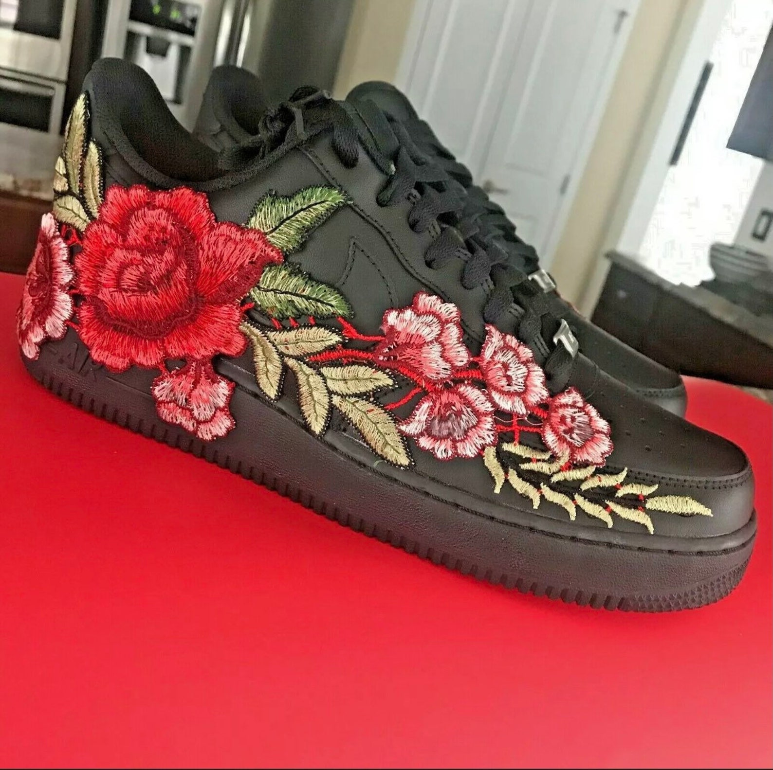 air force 1 black with rose