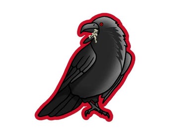 Sticker (Vinyl) (Size Options) - The Rabid Raven - Bird Animal Gothic Macabre Art Halloween Edgar Allan Poe Decal Cool Black Crow