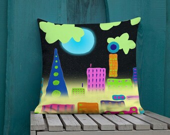 Premium Pillow (Size & Shape Options) - Cityscape of Tomorrow