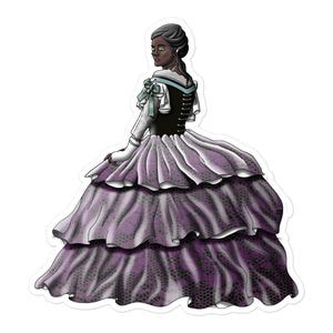 Sticker (vinyl) - Victoriaanse vrouw (versie 1) - Edwardiaanse gotische kunst prinses koningin dame meisje mode jurk sticker mooie formele jurk