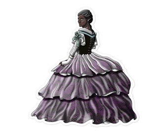 Sticker (Vinyl) - Victorian Woman (Version 1) - Edwardian Gothic Art Princess Queen Lady Girl Fashion Dress Decal Beautiful Formal Gown