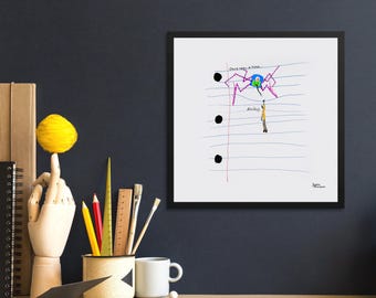 Framed Museum Quality Print (Size Options) - Writer's Block Monster (From the book, "Nightmarish.")