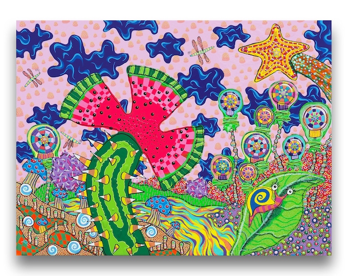 Featured listing image: Original Painting on Stretched Canvas - Edible Garden (Featured in the picture book, "Strange & Unusual Candy")