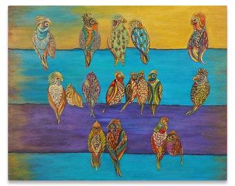 Original Painting on Stretched Canvas - Birds of Paradise