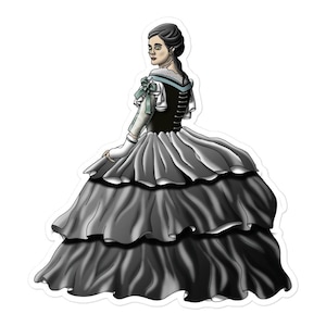 Sticker (vinyl) - Victoriaanse vrouw (versie 2) - Edwardiaanse gotische kunst prinses koningin dame meisje mode jurk sticker mooie formele jurk