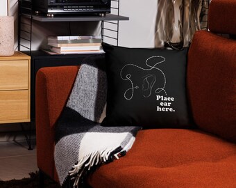 Premium Pillow (Size & Shape Options) (Different Designs on Front and Back) - Place ear here.