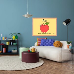 Framed Museum Quality Print (Size & Frame Options) - Apple Eaten Alive - Drawing Cartoon Fantasy Macabre Halloween Art ABC Alphabet Funny