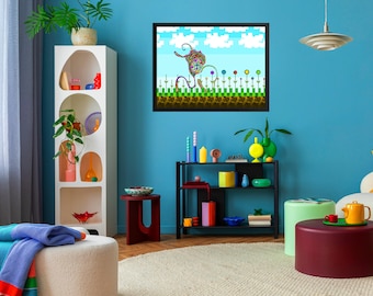 Framed Museum Quality Print (Size Options) - Candy Monster Eating Skittles Flowers (From the book, "Strange and Unusual Candy.")