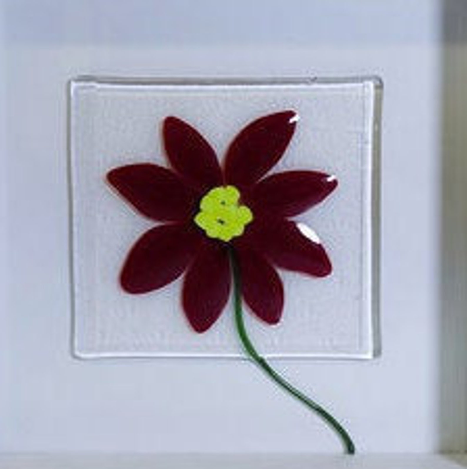 Red Flower Glass Wall Art Choose Your Own Colours Etsy