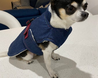 Denim Dog Coat/Dog Clothes / Dog Jacket / Dog Coat / Couture Dog Clothes / Dog Clothing / Pet Clothes
