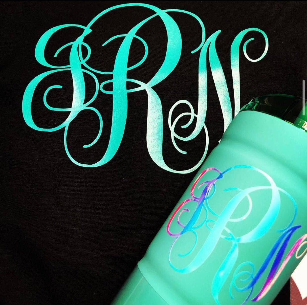 Vinyl Monogram Decals Etsy