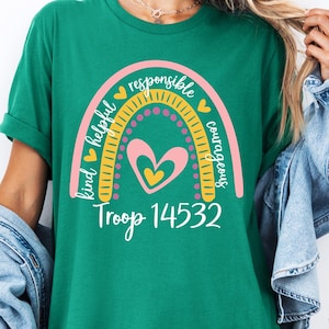 Girls Camping T-Shirt: Kind, Helpful, Courageous Troop Tee